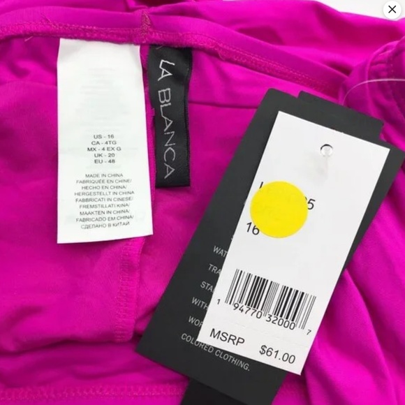 La Blanca Shirred Band Hipster Bikini Bottom Orchid Pink 16 - Picture 3 of 3